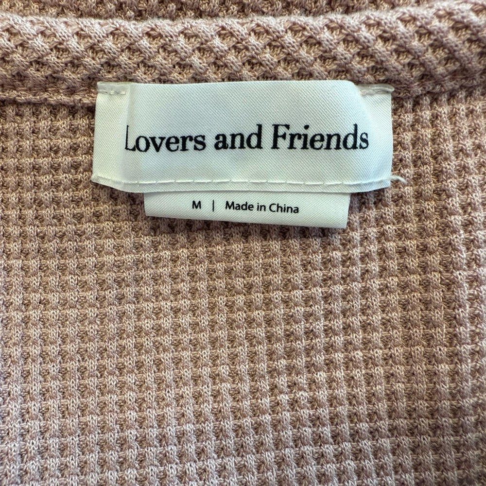 Lovers & Friends Dusty Rose/ Pink Waffle Knit Lounge Set Size Medium - Picture 7 of 14